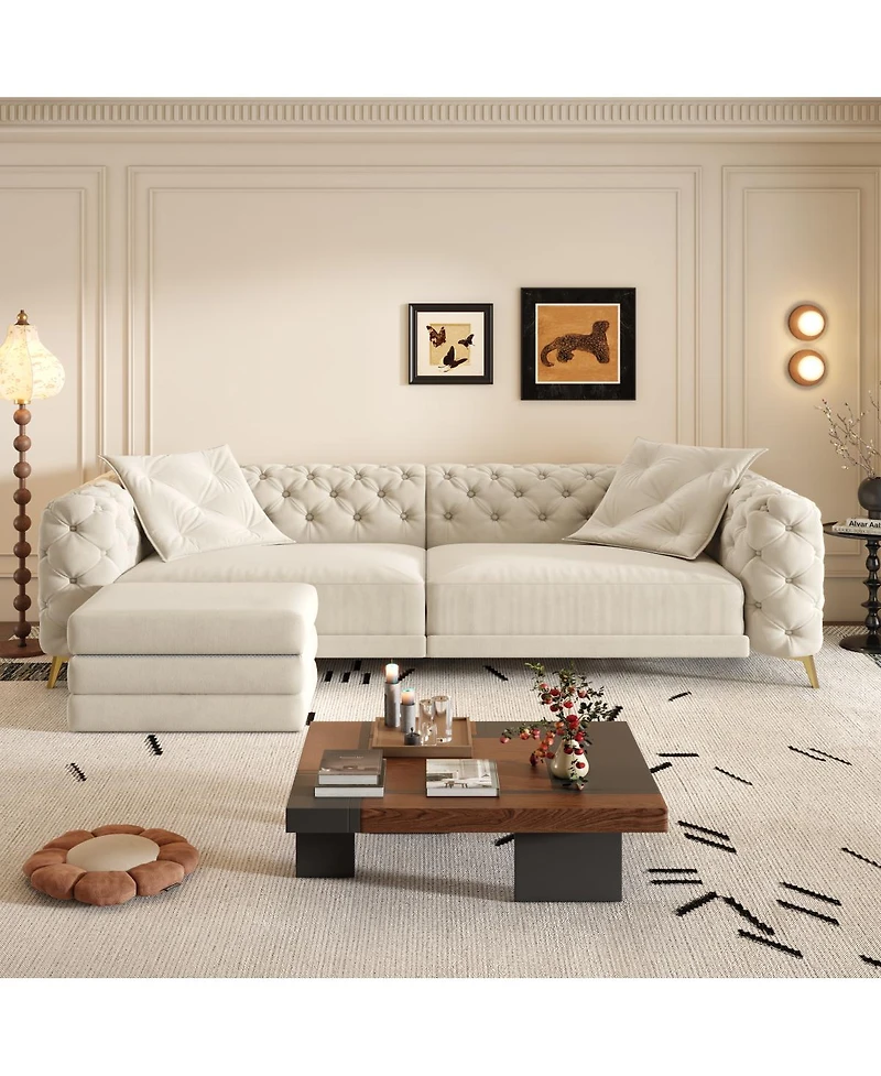 Streamdale Furniture 97.7" 3-in-1 Convertible Sleeper Sofa with Pull Out Bed & Ottoman