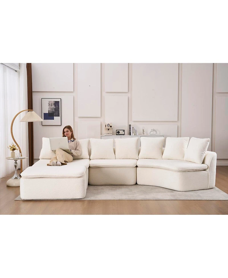 Streamdale Furniture 133" Modular U-Shaped Sectional Sofa with Removable Recliner