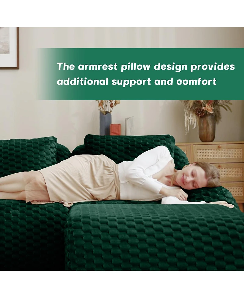 Streamdale Furniture Modern L-Shaped Flannelette Sectional Sofa with Movable Ottoman