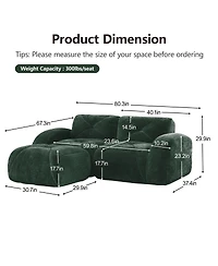 Streamdale Furniture L-shaped Boneless Sofa, Soft Velvet, Tufted, 32D Sponge, No Assembly