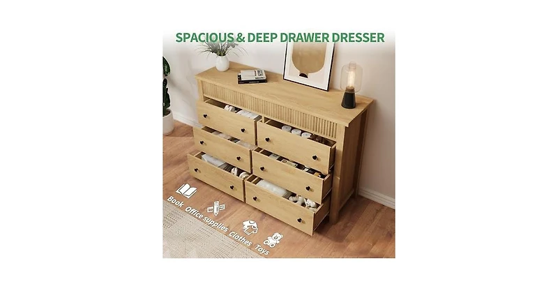 gaomon Drawer Dresser for Bedroom, Modern Fluted Wood Chest of Drawers