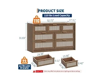 gaomon Rattan 7-Drawer Dresser for Bedroom, Wide Wooden Storage Chest
