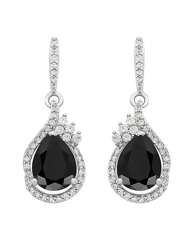 Macy's Onyx and White Topaz (5/8 ct. t.w.) Drop Earrings in Sterling Silver