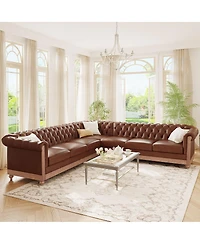 Streamdale Furniture Comfy Large Sectional Sofa with Wooden Legs, Retro Style for Living Room