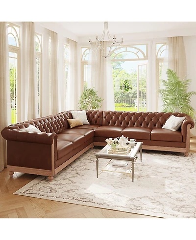Streamdale Furniture Comfy Large Sectional Sofa with Wooden Legs, Retro Style for Living Room