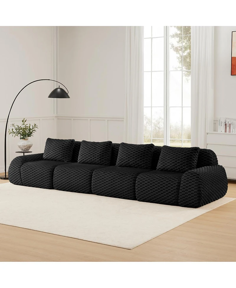 Streamdale Furniture Modern Modular Sectional Sofa, Flannelette Fabric, 4-Seater Couch