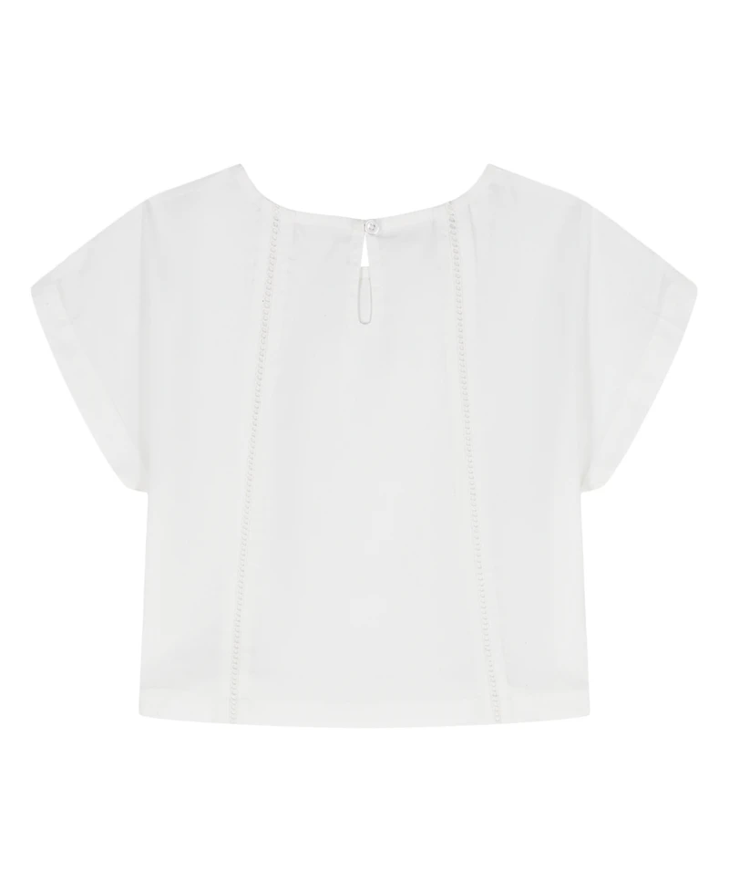 Calvin Klein Girls' 8-16 Poplin Short-Sleeve Flutter Top