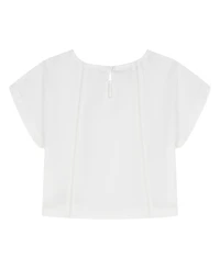 Calvin Klein Girls' 8-16 Poplin Short-Sleeve Flutter Top