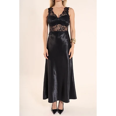 endless rose Women's Lace trim sleevesless midi dress