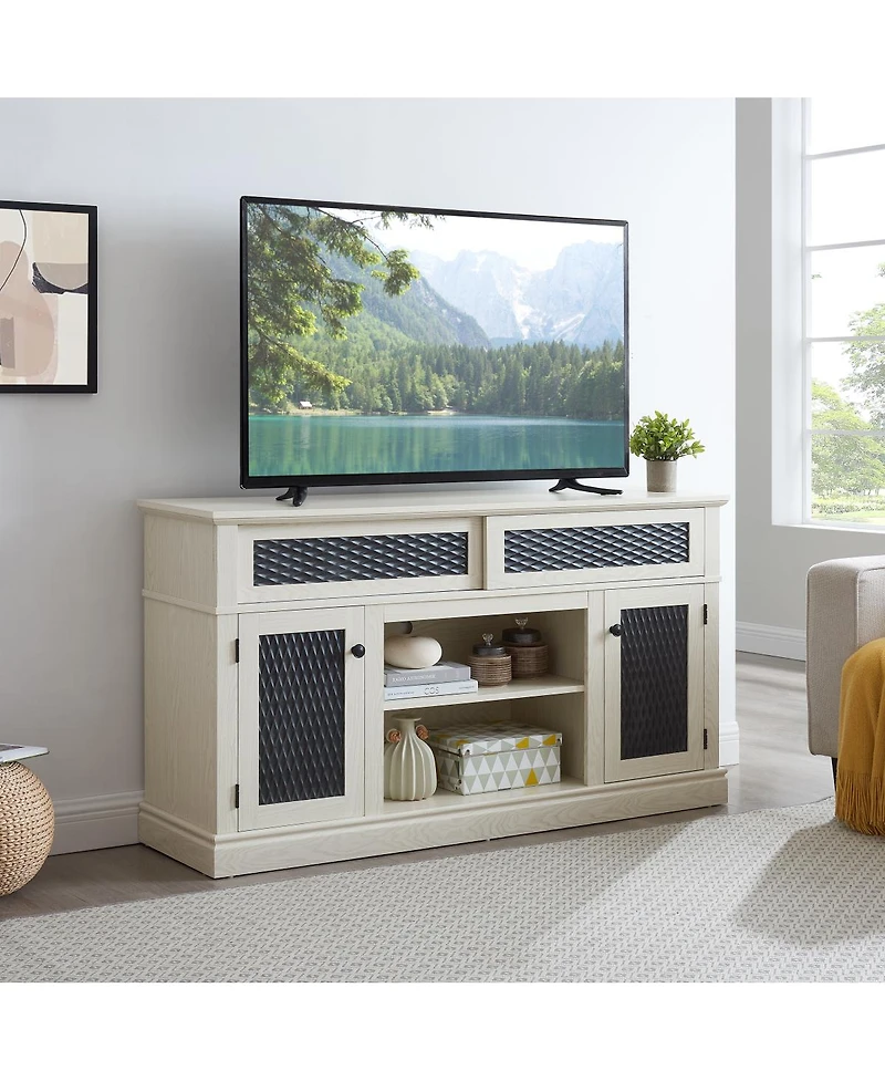 Streamdale Furniture Embossed Pattern Tv Stand with Storage, 58.27"W