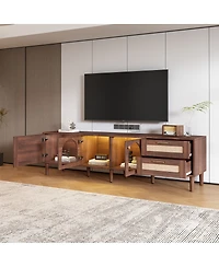 Streamdale Furniture 70" Tv Stand for TVs up to 80", Entertainment Center with Led Lights & Storage