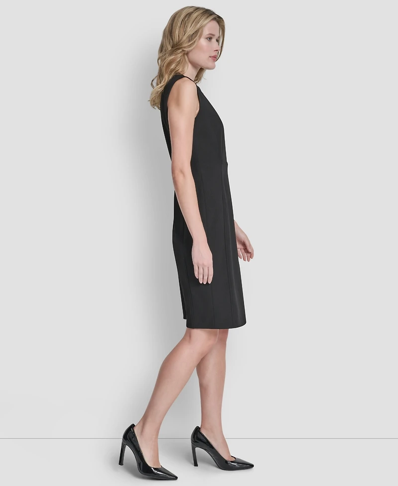 Dkny Women's Sleeveless Zipper Front Crewneck Sheath Dress