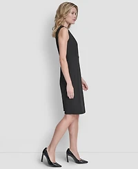 Dkny Women's Sleeveless Zipper Front Crewneck Sheath Dress
