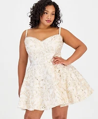 B Darlin Trendy Plus Sweetheart-Neck Spaghetti-Strap Jacquard Dress