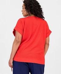 Jones New York Plus Dolman-Sleeve Tie-Hem Top