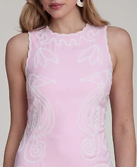 Avec Les Filles Women's Seahorse Embroidery Mini Dress