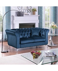 Streamdale Furniture Chesterfield Stanford sofa, Azure blue, tufted, scroll arm