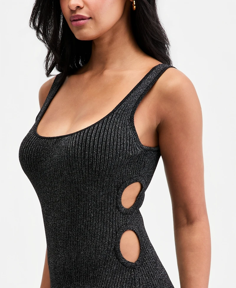 Bar Iii Women's Metallic Knit Cutout Tank Dress, Macy's Exclusive