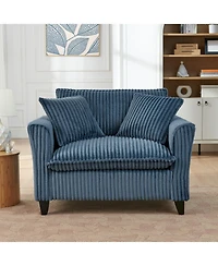 Streamdale Furniture Blue Corduroy Lazyman Sofa Chair