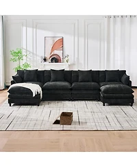 Streamdale Furniture 140.9" U-shaped modular sectional sofa with 2 ottomans, 4 cushions, 2 pillows.