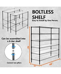Rainsken 3 Tier Metal Shelving Unit Set of 2, Adjustable Storage Rack with Shelf Liners, Extendable to 6 Tier for Garage, Basement, 2100 lbs Capacity