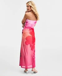 Bar Iii Women's Floral-Print Mesh Strapless Dress, Macy's Exclusive