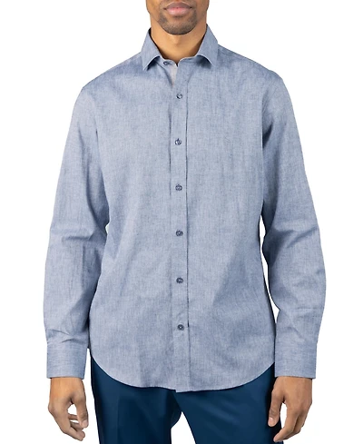 Tailorbyrd Men's Yarn Dyed Melange Linen Long Sleeve Shirt