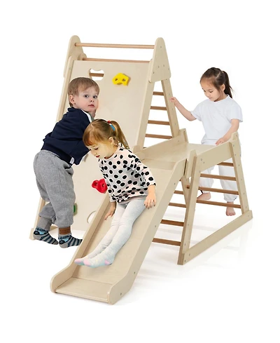 Mecale 3-in-1 Indoor Jungle Gym with Extended Slide for Toddlers