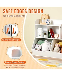 Rainsken Kid Storage Cabinet, 5-Cubby Wood Toy Storage Organizer for Kids Room, Playroom, Kindergarten, Nursery