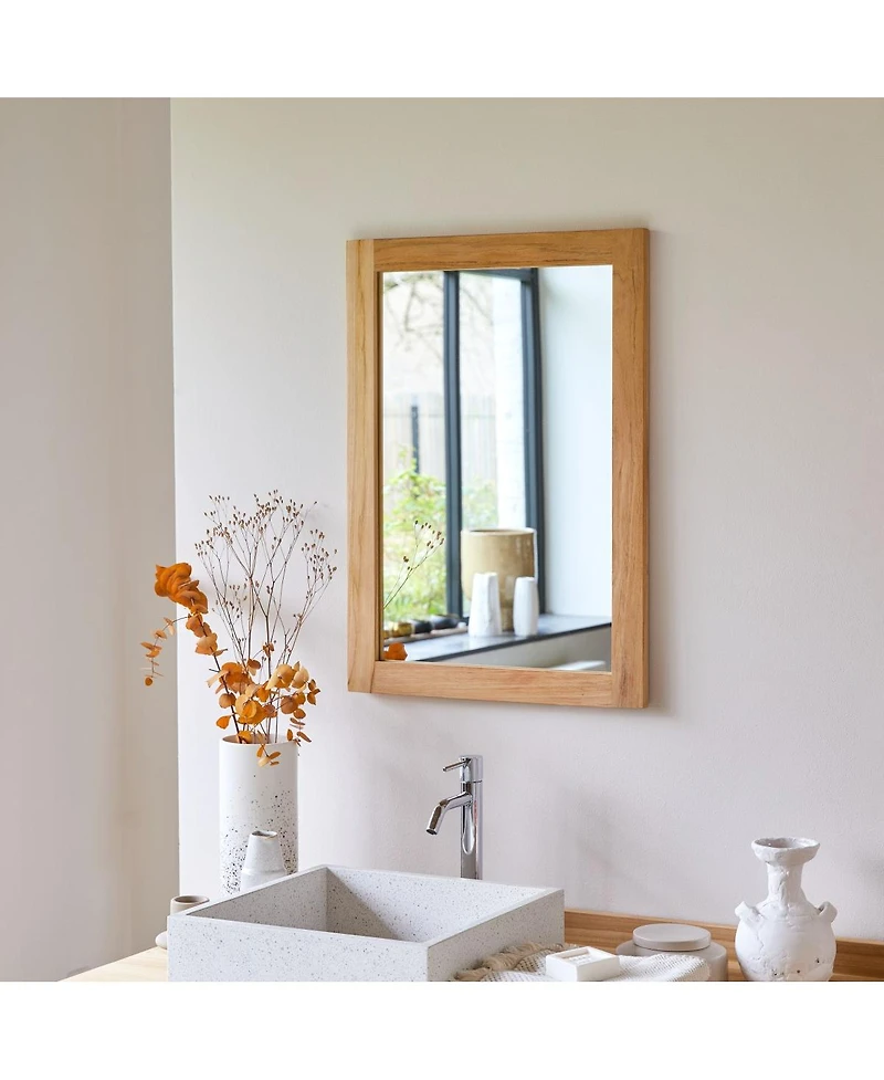 Tikamoon Solid Teak Framed Mirror Bathroom Living Room