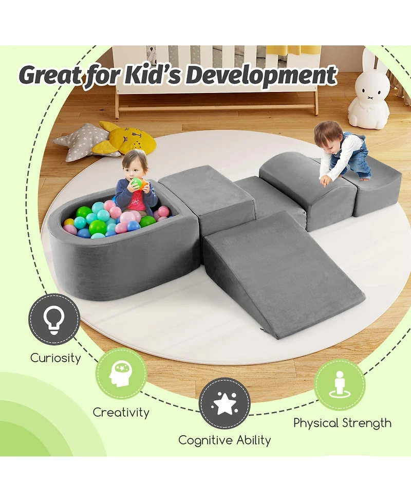 Mecale 5-Piece Climb and Crawl Playset with Ball Pit for Active Play