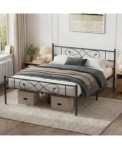 gaomon Full Size Metal Bed Frame, Unique Fist Design Headboard and Footboard, Platform Bed with Under Storage, No Box Spring Needed