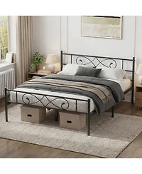 gaomon Full Size Metal Bed Frame, Unique Fist Design Headboard and Footboard, Platform Bed with Under Storage, No Box Spring Needed