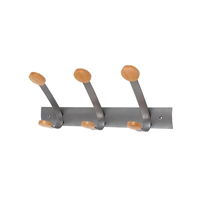 Wall Mounted Coat Rack with 3 Wooden Pegs