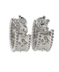 Pre-Owned Van Cleef & Arpels White Gold Diamond Perlee Clovers Hoop Earrings