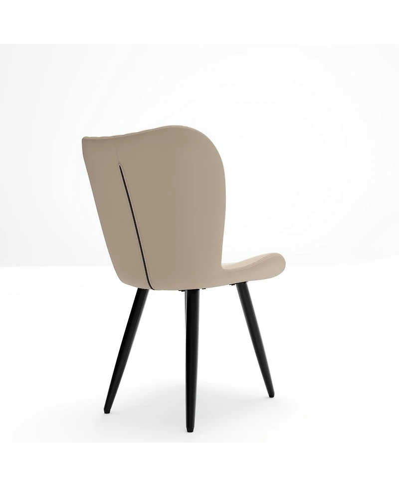 Streamdale Furniture Set of 2 Modern Pu Leather Dining Chairs with Thick Cushions & Metal Legs