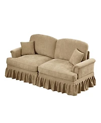 Streamdale Mid Century Chenille Loveseat Sofa with Flared Arms & Spindle Legs - Light Coffee