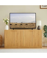 Streamdale Furniture Streamdale 59-inch Modern Wavy Sideboard, Curved Contour 4-Door Storage Cabinet