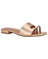 Guess Women's Tablita Embellished Toe Flat Slip-On Sandal