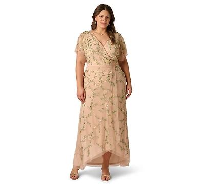 Adrianna Papell Plus V-Neck High-Low Dress