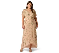 Adrianna Papell Plus V-Neck High-Low Dress
