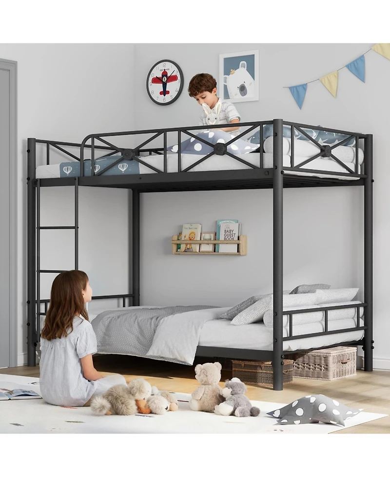 gaomon Metal Twin Over Twin Bunk Bed Modern Heavy Duty Guardrails Space Saving Steel Frame School Bedroom