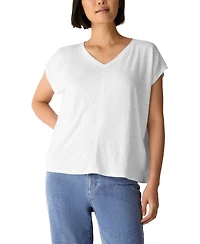 Eileen Fisher Women's Jersey V-Neck Square T-Shirt