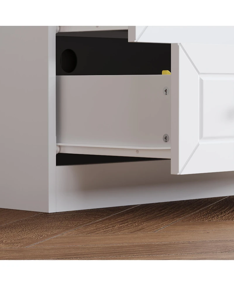 Homsee Modern 10-Shelf Accent Bookcase with Glass Doors, Led Lights