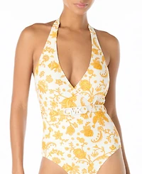 Michael Kors Women's Halter Neck Printed One-Piece Swimsuit