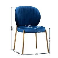 Velvet Upholstery Dining Chair, Blue