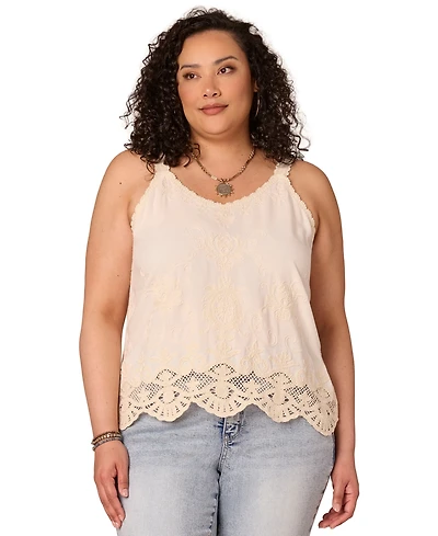 Democracy Plus V-Neck Embroidered Tank Top