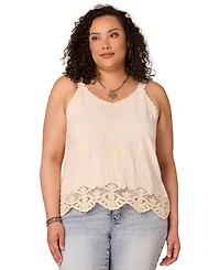 Democracy Plus V-Neck Embroidered Tank Top
