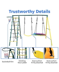 Streamdale Furniture Boys 2-Seat Indoor/Outdoor Swing Set with Safety Belt