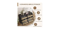 gaomon 46''Wide Rattan Dresser,6 Drawer Dresser for Bedroom,Dressers & Chests of Drawers